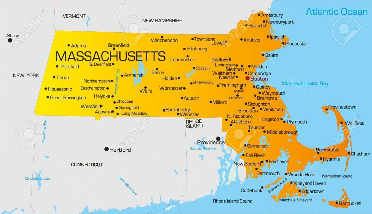 Massachuset ਨਕਸ਼ਾ
