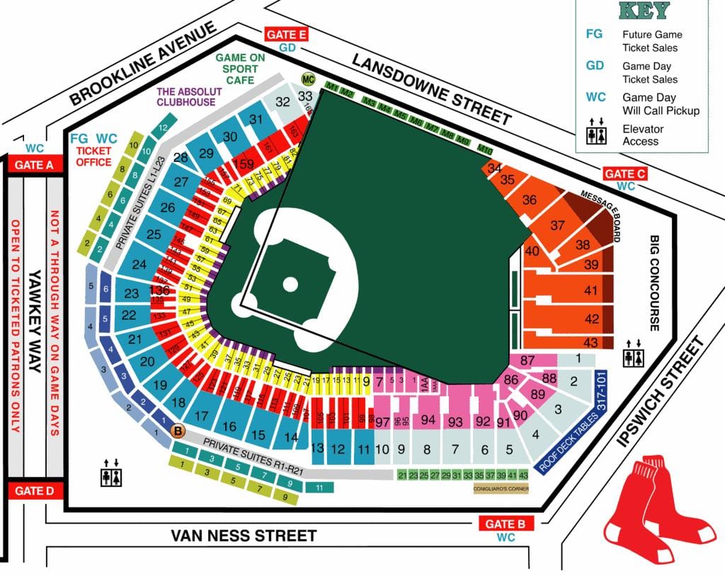 Fenway ਸੀਟ ਨਕਸ਼ਾ