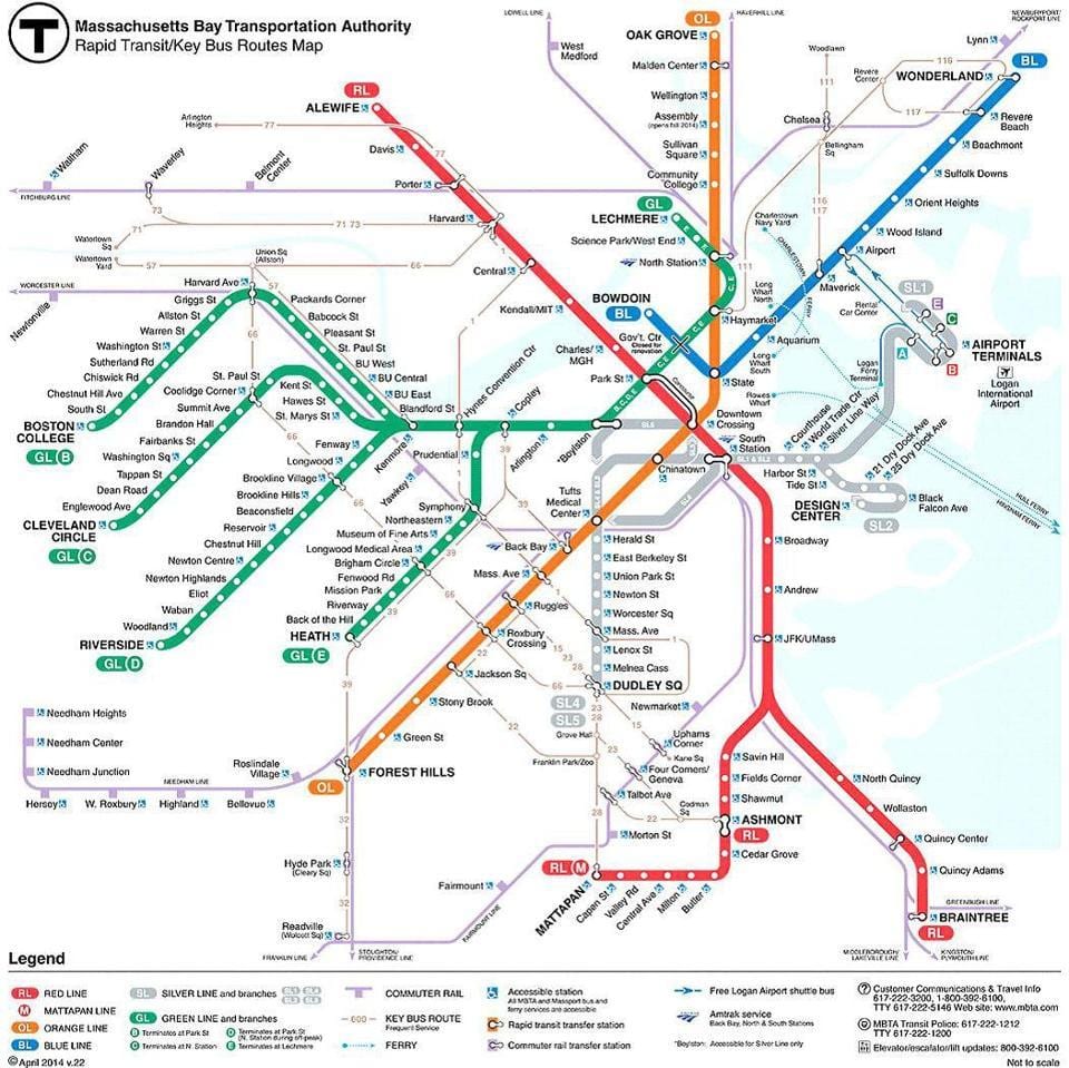 MBTA ਬੋਸਟਨ ਨਕਸ਼ਾ